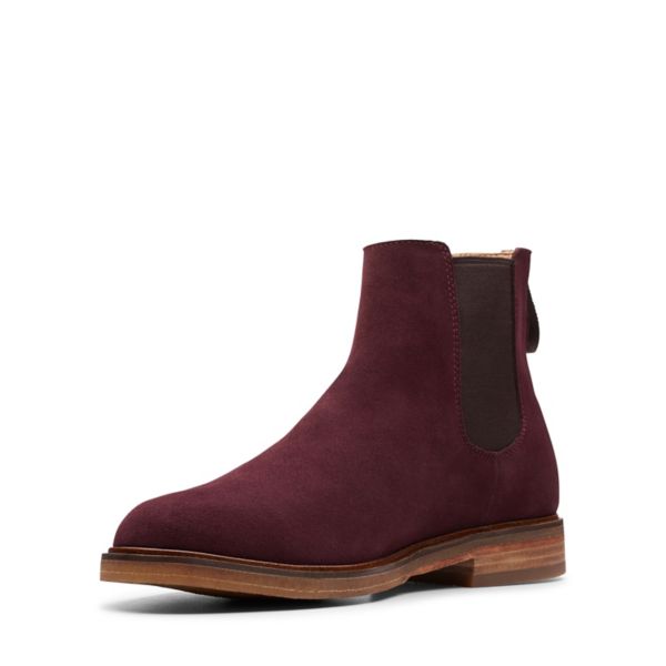 Clarks Mens Clarkdale Gobi Chelsea Boots Burgundy | UK-7246109